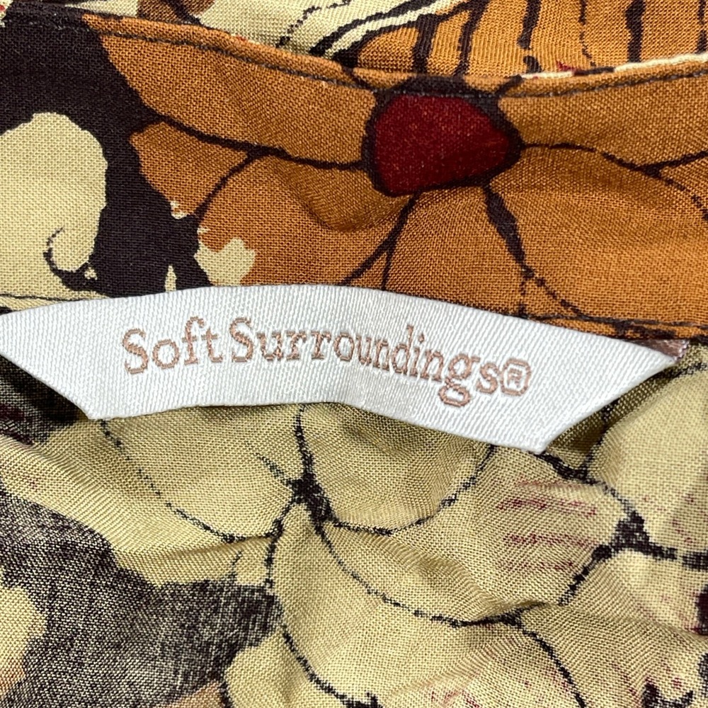 Soft Surroundings Kimono Women L Brown Floral Rayon Open Front Cardigan 29124 - Picture 6 of 9